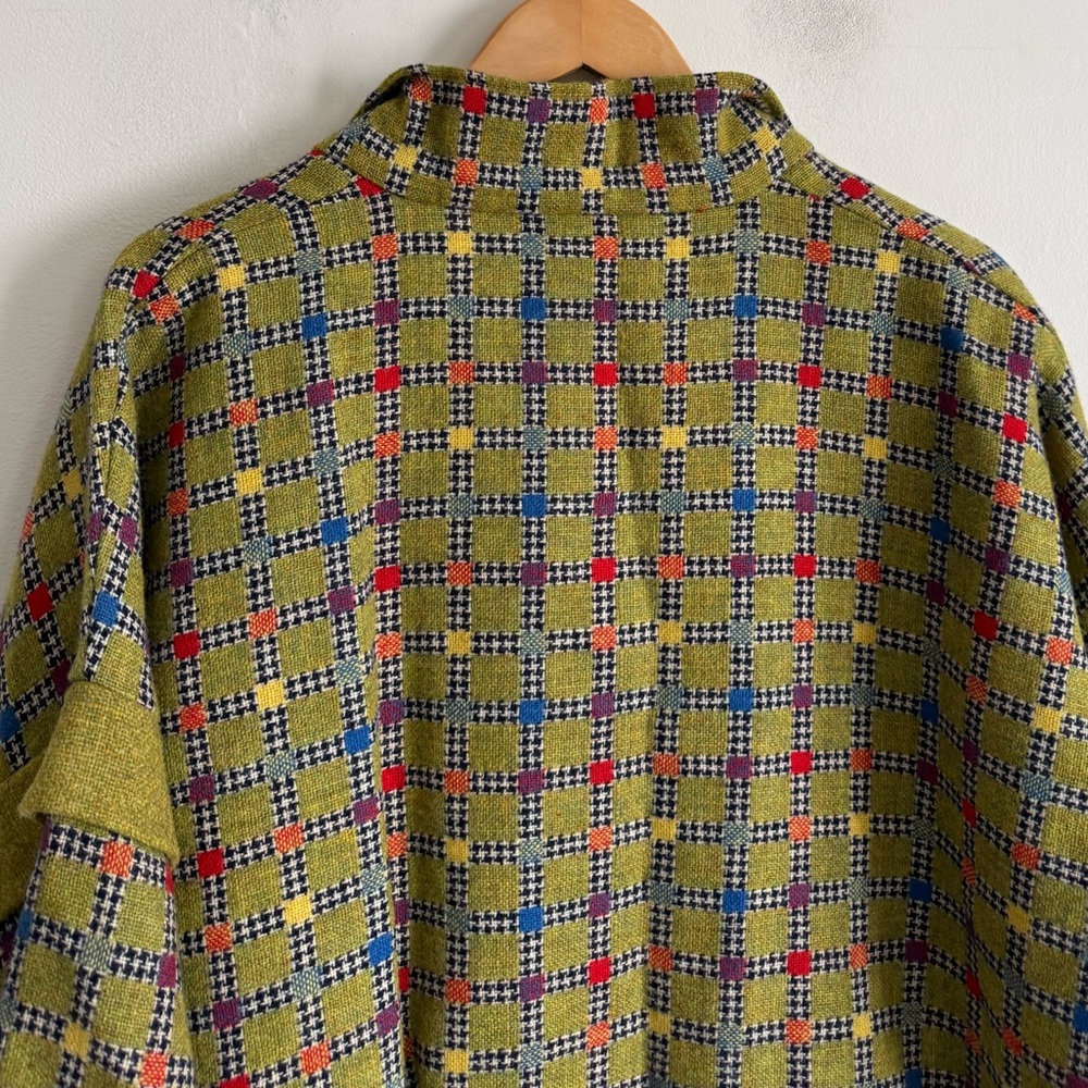 Ragamuffin Diffusion Wool Jacket Made in Scotland Green Plaid Artsy Button Front - Picture 6 of 7